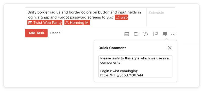We always add the respective platform to a task with a label. E.g. @web