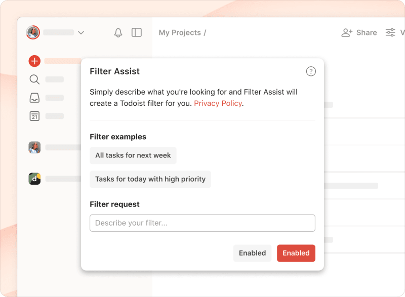 Todoist Filter Assist Panel