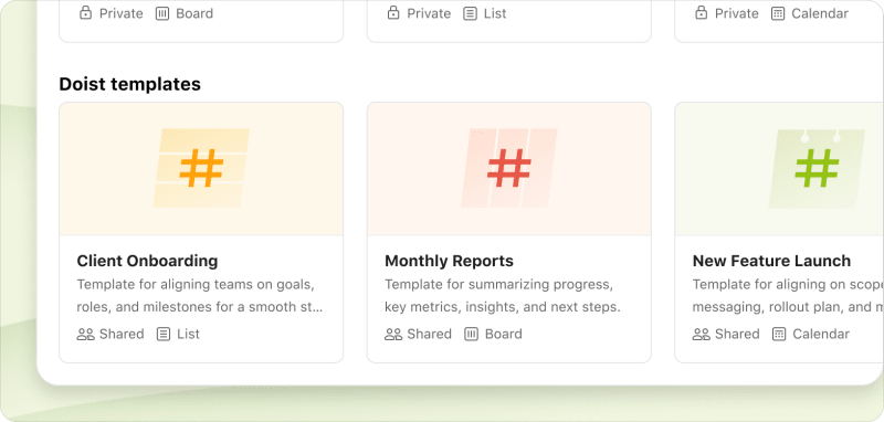 Todoist shared templates