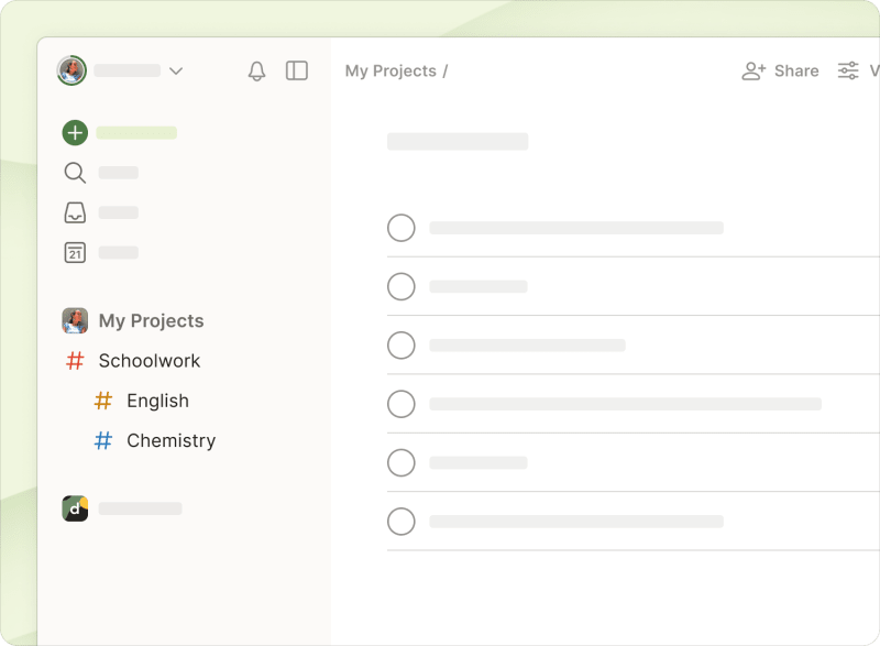 Sub-projects in the sidebar