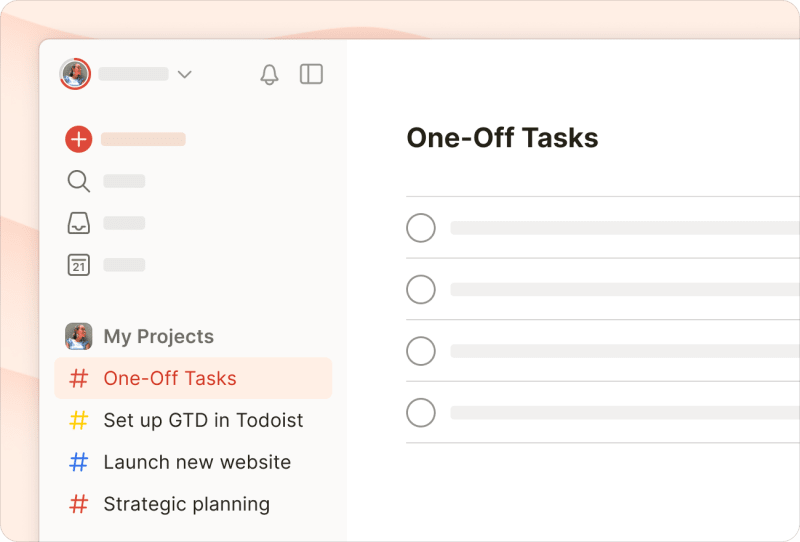  List of color-coded projects in Todoist