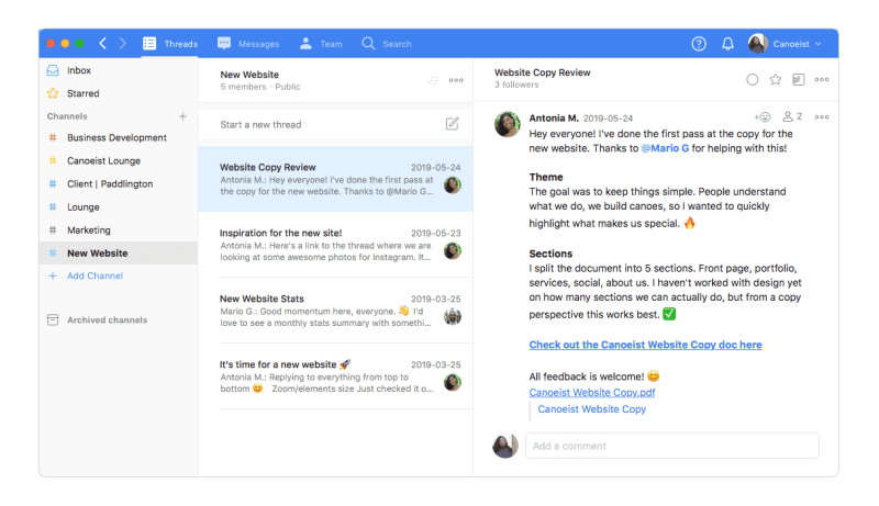 Coordinating a "New Website" project in Twist