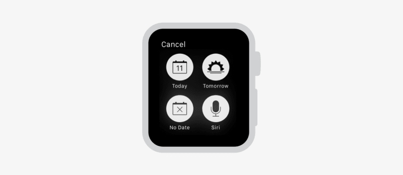 We adapted the scheduling icons from the iOS app for the watch to maintain the Todoist look and feel users are familiar with.