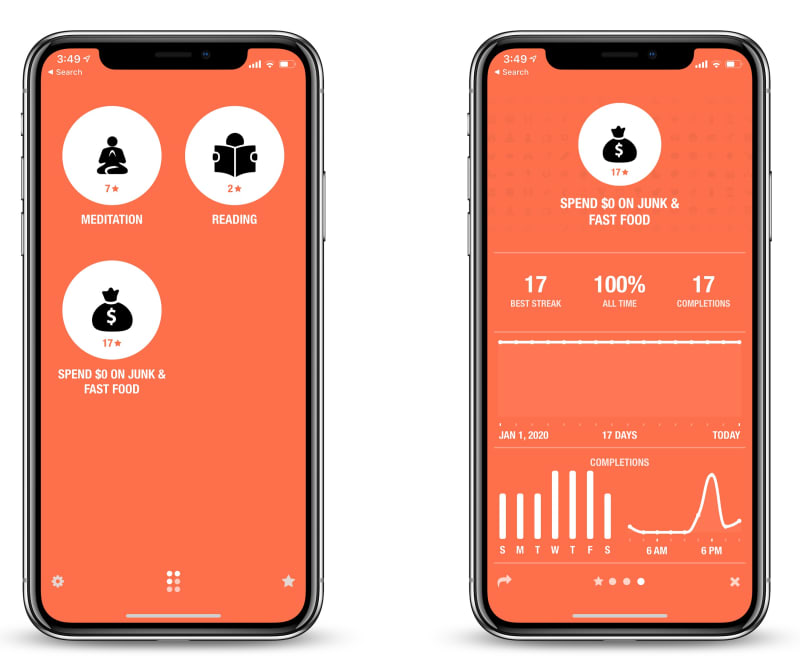 Use the Streaks app to track multiple daily habits at once