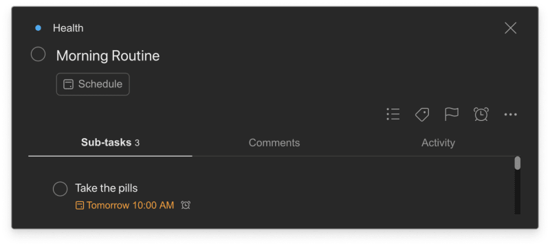 Todoist user <a href="https://twitter.com/thewindev/status/1319388897097416707">Bogdan Bujdea</a> keeps his vitamin routine on track with daily reminders.
