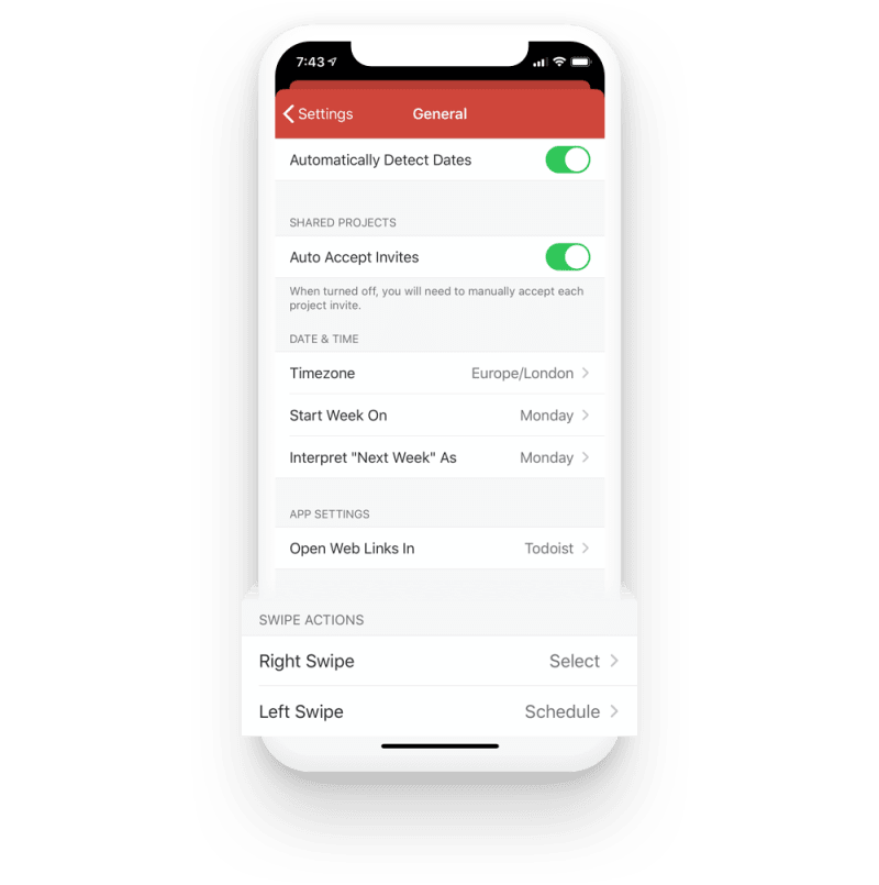 customize swipe gestures