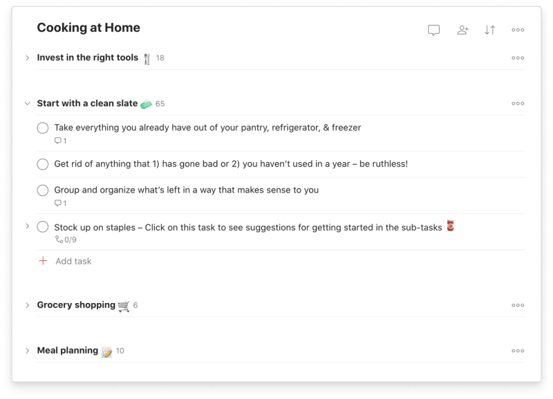 A <a href="https://www.todoist.com/templates/cooking-at-home">step-by-step plan</a> for cooking more at home in 2024.