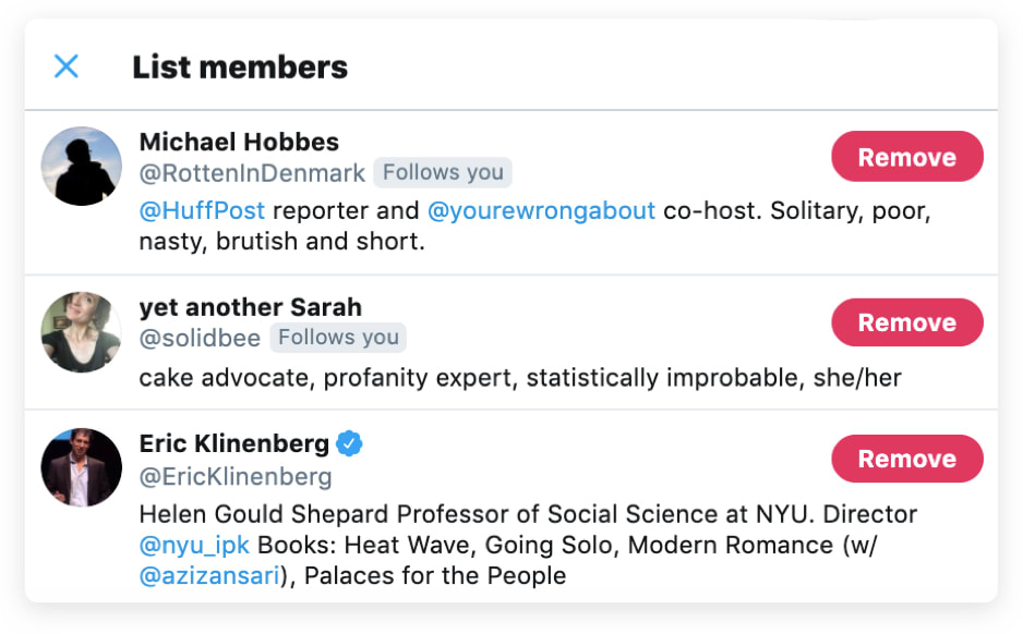 Lists on Twitter can help you focus on a certain subject area.