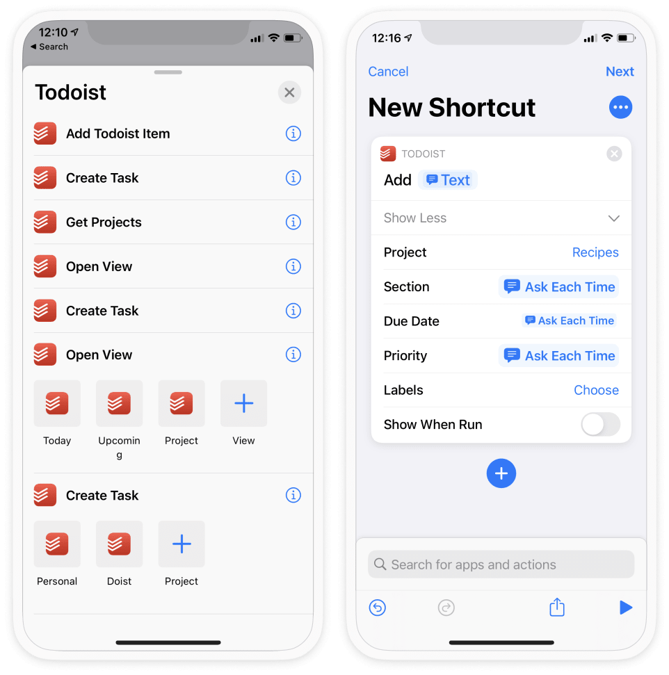 Siri’s Shortcut for Todoist