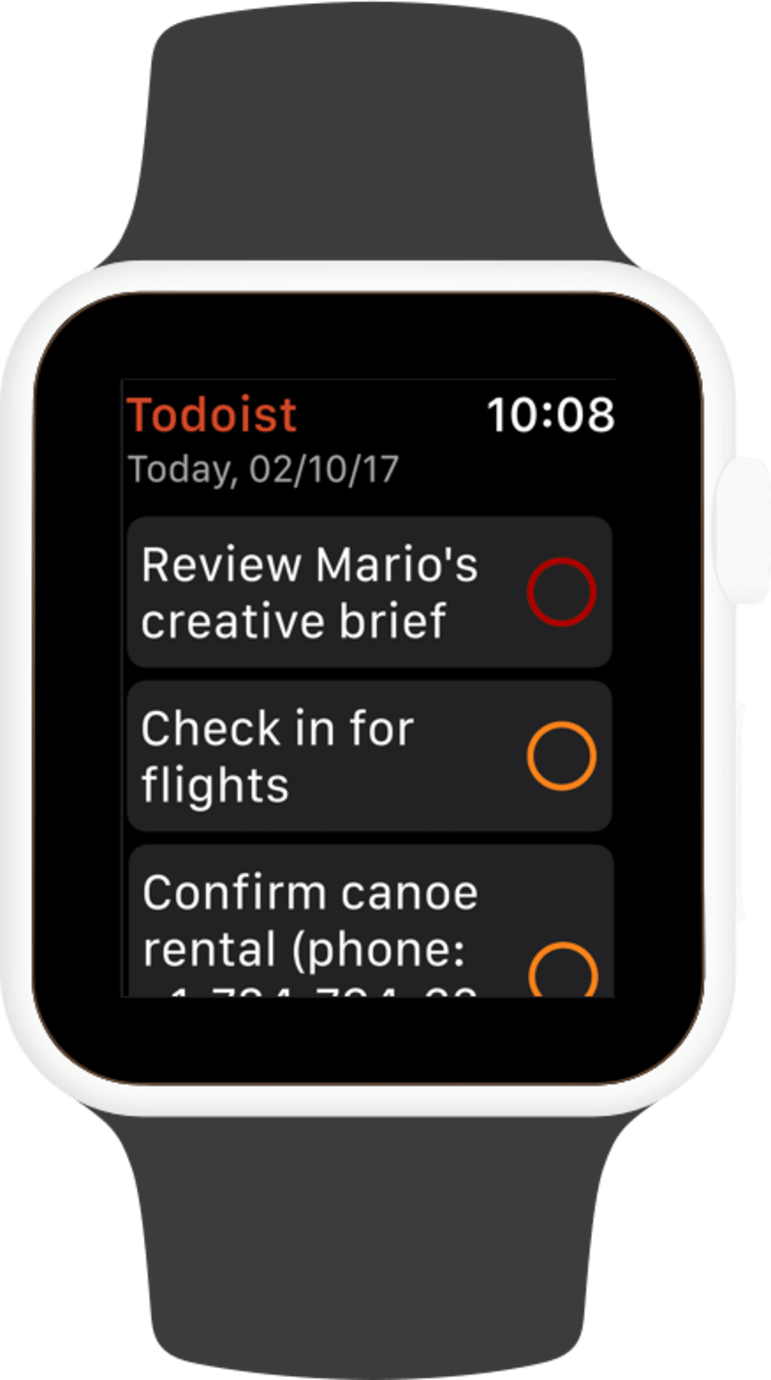 todoist for apple watch user interface