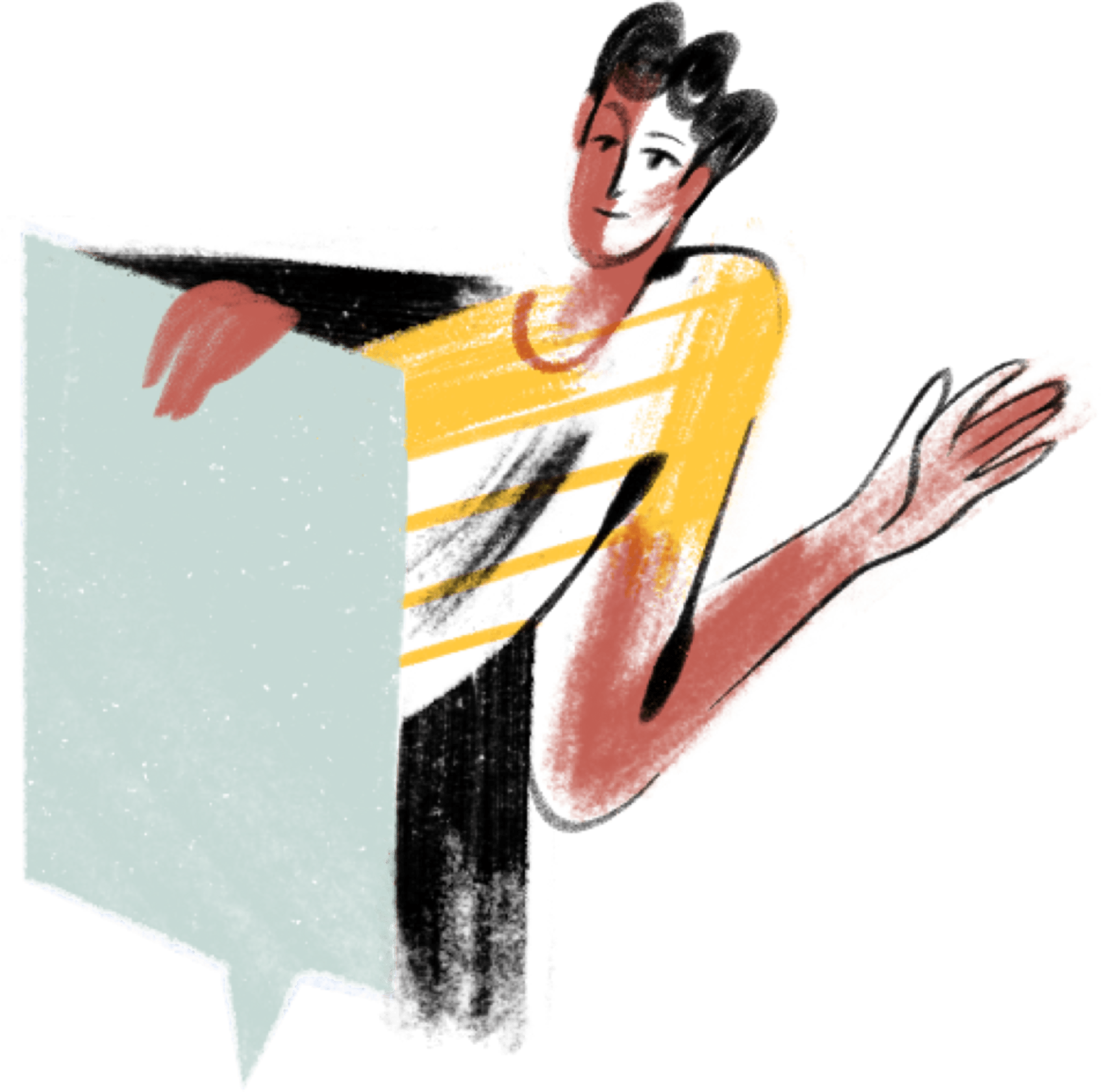 a person waving their hand from behind a semi closed door