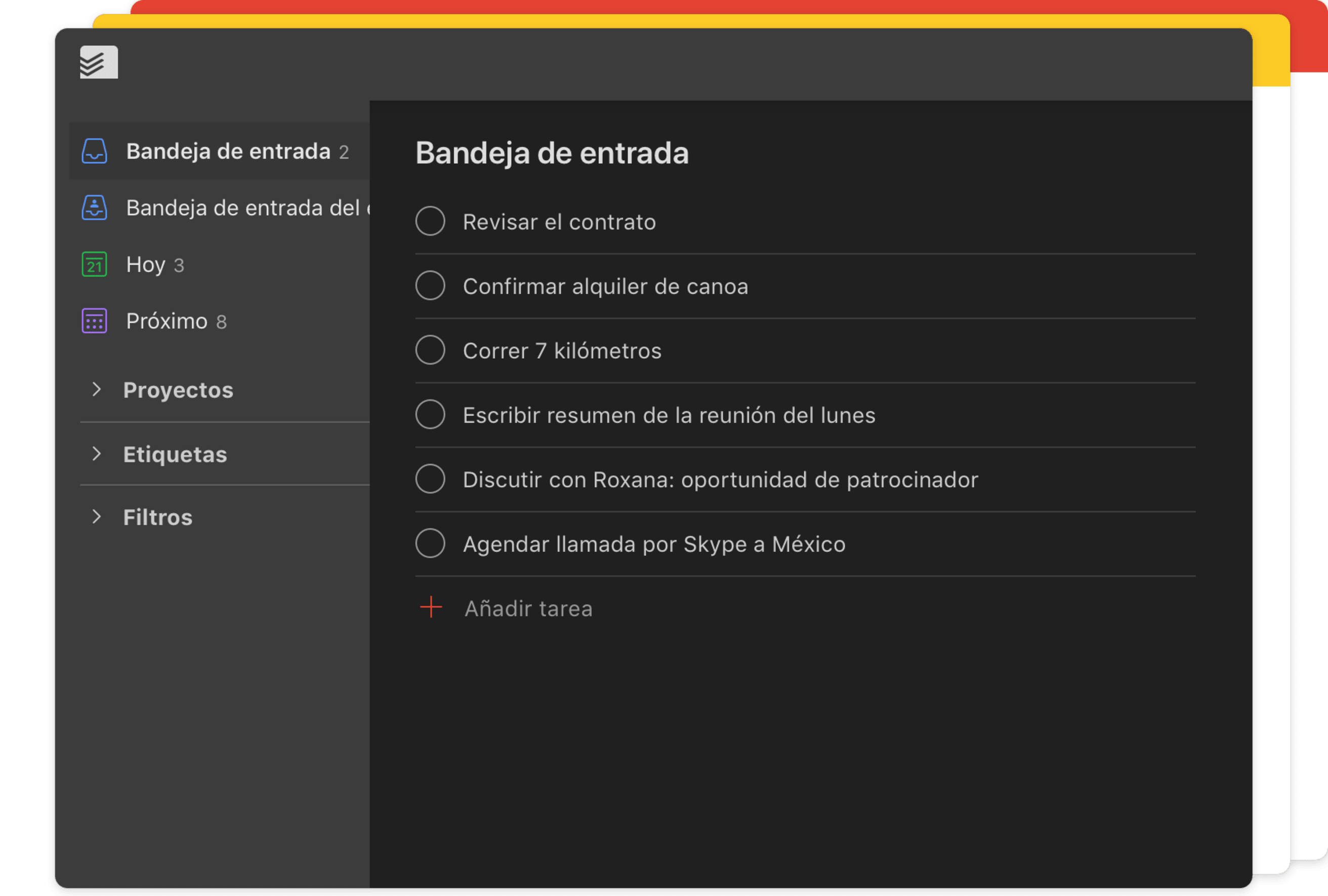 interfaz de usuario móvil de la característica temas de todoist pro en modo oscuro
