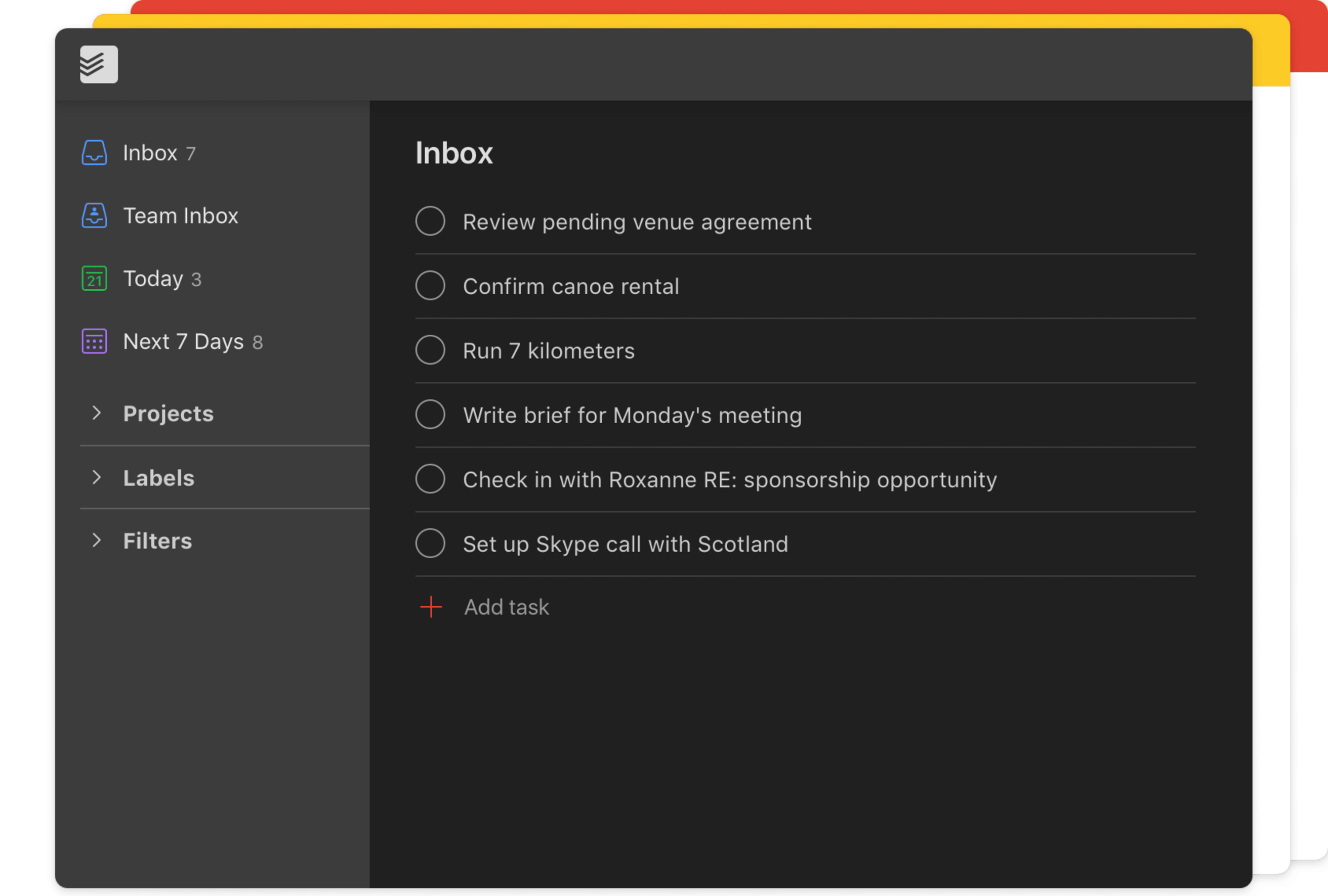 todoist pro feature theme user interface in dark mode