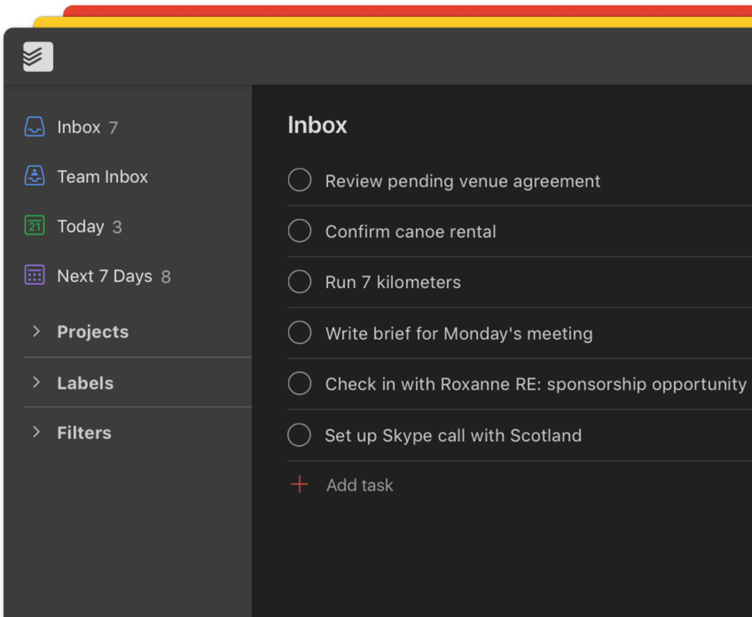 todoist pro feature theme user interface in dark mode