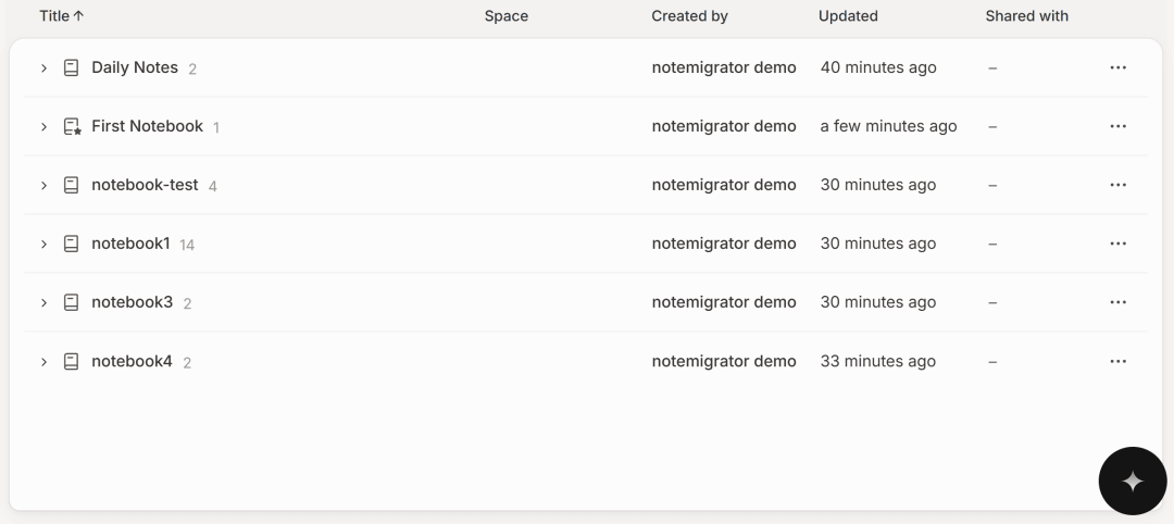 Evernote notebook stacks and notebooks listed in a sidebar