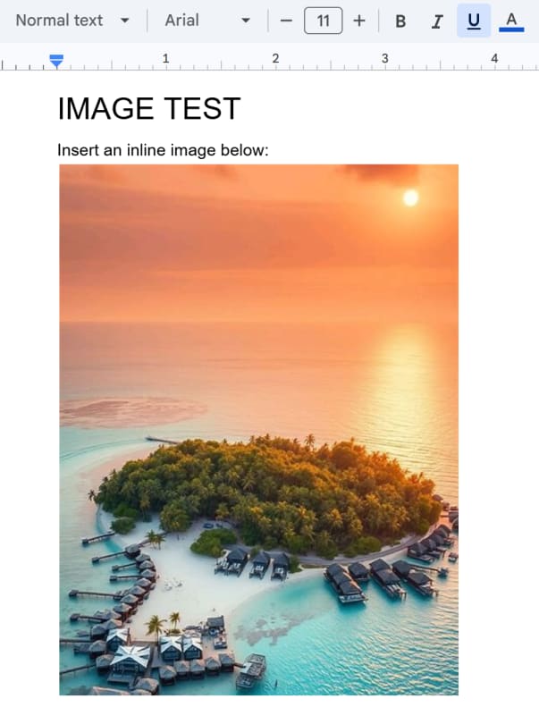Google Doc with the image inline and attachments uploaded to Drive