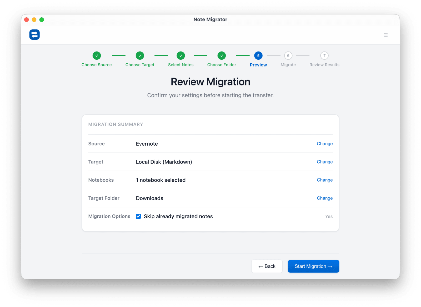 Review Evernote to Markdown export settings