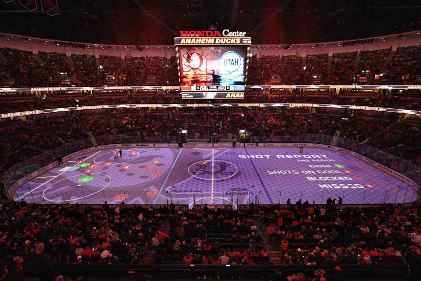 Pixera powers projection mapping on the ice at Honda Center