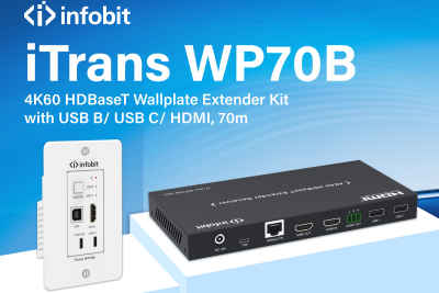 INFOBIT adds new 4K60 HDBaseT wallplate with USB C