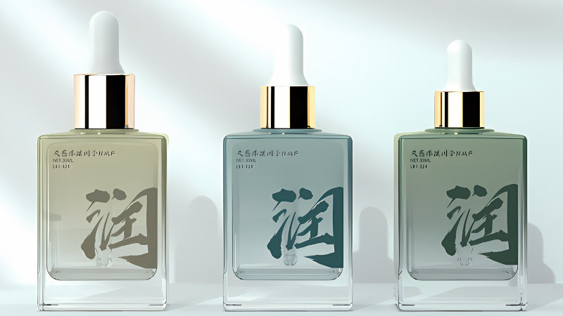 Anhui Likun Packaging luxury cosmetic glass bottles with frosting and electroplating decoration