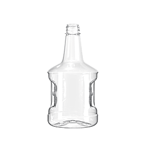 The image shows a clear, empty Resilux 5.07oz PET Bottle (B1500E7L) with a sleek, cylindrical shape. The bottle has a smooth surface and a short, narrow neck with threading to accommodate a screw cap. The base of the bottle is flat, ensuring stability when placed on a surface. The overall design is simple and functional, suitable for holding liquids.