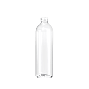 The image displays a clear, cylindrical plastic bottle with a smooth surface. The bottle has a narrow neck and a screw-top opening. The product name is "Resilux 30.0oz PET Bottle (A300E2V)."