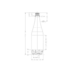 The image shows a clear plastic bottle known as the Resilux 33.8oz PET Bottle. The bottle has a cylindrical shape with smooth, straight sides and a slightly rounded shoulder that leads to a narrow neck, topped with a standard screw cap closure. The bottle is empty and transparent, showcasing its sleek and clean design suitable for various liquid products.