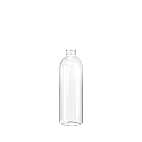 The image shows a clear, cylindrical PET bottle with a smooth, transparent surface. The bottle is labeled as the "Resilux 16.0oz PET Bottle." It has a narrow neck and a screw-top design, with no visible labeling or branding on its surface. The overall appearance is sleek and minimalist, suitable for various liquid products.