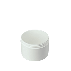 The image shows the Mold-Rite Plastics 8.0oz PP Jar. It is a cylindrical, clear plastic jar with a smooth, wide mouth opening. The jar is empty and has a simple, minimalist design. The surface of the jar is glossy, and the transparency allows for full visibility of its contents. The lid is not shown in the image.