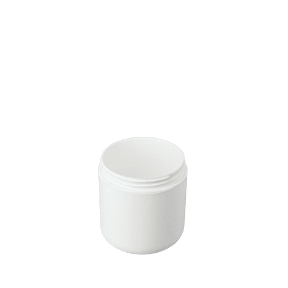 The image shows a Mold-Rite Plastics 6.0oz PP Jar. It is a small, cylindrical plastic container with a screw-top lid. The jar is semi-transparent, allowing for partial visibility of its contents. The surface appears smooth and clean, providing a sleek and minimalistic design. The lid has a slightly raised rim for better grip. 