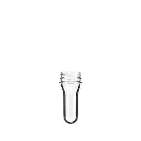 The image shows a Resilux PET Bottle Preform. It is a transparent, cylindrical plastic preform with a threaded neck, designed to be blow-molded into a finished bottle. The preform appears to be relatively short with a thick wall structure, indicating a weight of 34 grams and a neck finish of 38mm. The preform is placed against a plain white background.