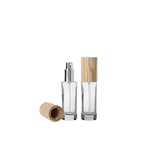 1oz /30ml 18-415 Glass Skin-Up Pump Bottle with Woodacity® Cap