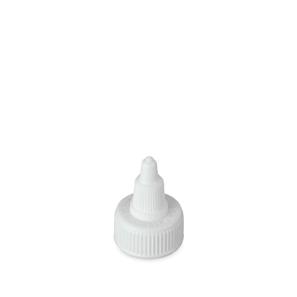 The image shows a Mold-Rite Plastics 2.9oz LDPE Twist Open Cap. The cap is made of white plastic with a smooth, cylindrical shape. The top of the cap features a twist mechanism for opening and closing, which is indicated by a slightly raised, textured section that likely provides grip for twisting. The cap appears to be designed for easy application and removal, suitable for various container types. The overall design is simple and functional, emphasizing usability.