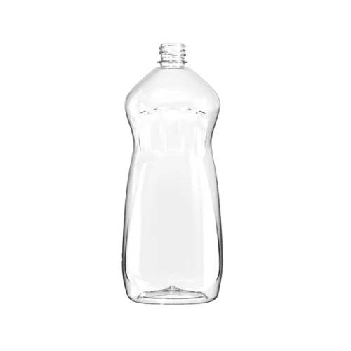 The image shows a clear, cylindrical Resilux 38.0oz PET Bottle (A380E33). The bottle has smooth, transparent sides with no labeling or branding, a slightly tapered neck, and a standard screw-top opening. The base of the bottle is flat, allowing it to stand upright. The overall design is simple and functional, suitable for a variety of liquid contents.