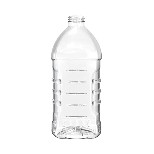 The image shows a clear, cylindrical PET bottle with a simple, smooth surface and no label. The bottle has a standard screw cap opening and is designed to hold 67.6 ounces of liquid. This product is the "Resilux 67.6oz PET Bottle." The bottle's transparency allows the contents to be visible, and its design suggests it is suitable for beverages or other liquid products. The overall appearance is sleek and functional.