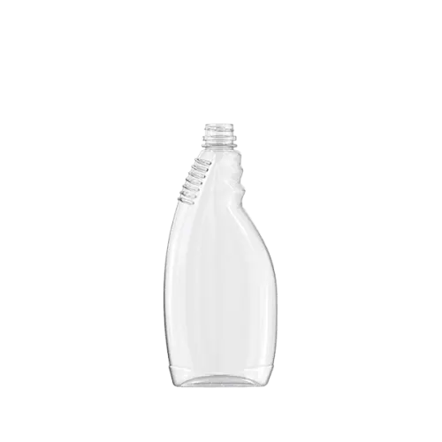 The image features the Resilux 22.0oz PET Bottle (A220E05). The bottle has a clear, cylindrical shape with smooth, transparent plastic. It has a slightly tapered neck leading up to a standard screw cap opening. The bottle is empty and stands upright against a plain white background, allowing the viewer to see its clean lines and simple design.