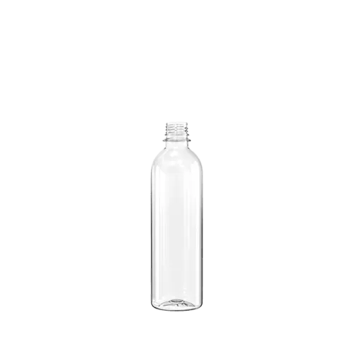 The image shows the Resilux 16.9oz PET Bottle. It is a clear, cylindrical plastic bottle with a smooth surface and no labeling. The bottle has a standard bottle neck suitable for a screw cap and a slightly curved shoulder transitioning to the neck. The transparent nature of the bottle allows the contents to be visible. The product appears empty and is photographed against a plain white background.