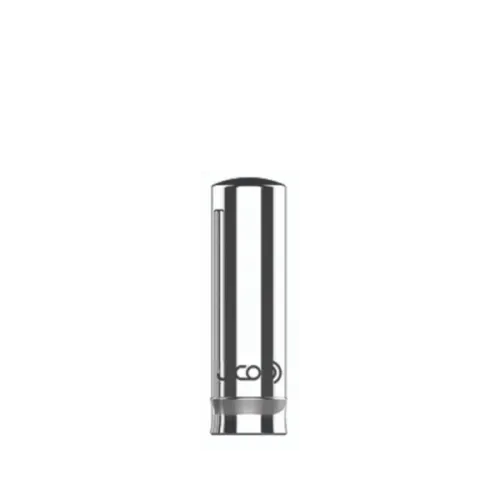 The image shows the JCOP 0.1oz Aluminum Lip Stick. The lip stick is encased in a sleek, cylindrical aluminum tube with a smooth, metallic finish. The cap is slightly longer than the base and fits snugly over the lip stick. The overall design is minimalist and modern, with a uniform silver color that gives it a polished appearance. There are no visible logos or text on the exterior of the tube. 