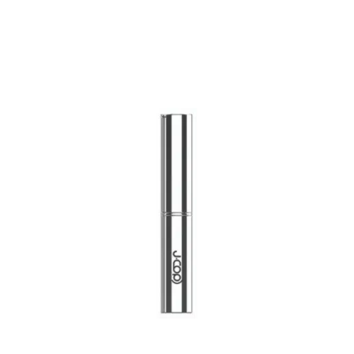 The image displays the JCOP 0.1oz Aluminum Lip Stick container. It is a sleek, cylindrical tube made of aluminum with a brushed metal finish. The container features a smooth, reflective surface and is capped with a matching aluminum lid that fits securely over the base. The design is minimalistic and modern, providing a clean and professional look. The product is intended for holding lip balm or lipstick.