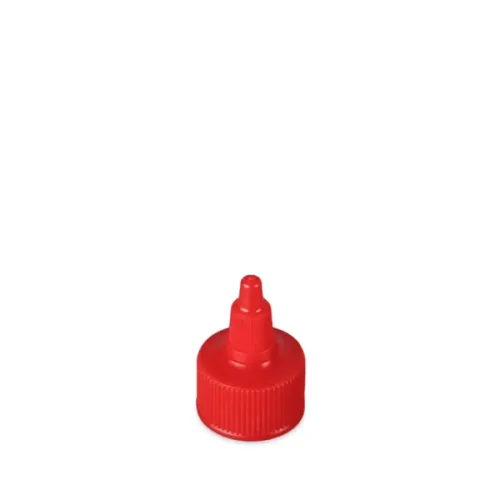 The image shows the Mold-Rite Plastics 2.9oz LDPE Twist-Open Cap. The cap is white and cylindrical, with a smooth texture and a twist-open mechanism at the top. The cap features a small nozzle that is revealed when twisted open, allowing for controlled dispensing of the product inside. The overall design is simple and functional, suitable for various liquid or semi-liquid products.