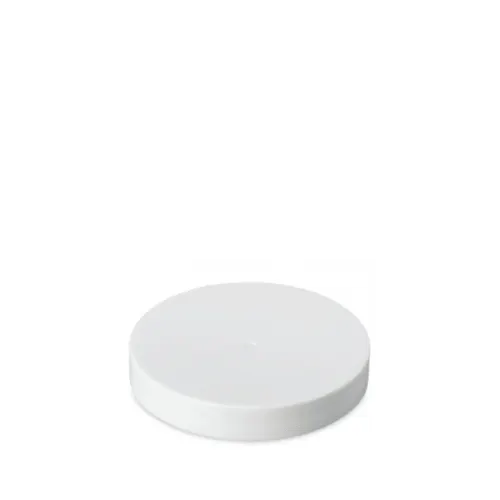 The image displays a white, circular, polypropylene (PP) threaded closure cap with a smooth surface. The cap appears to be uniform in color and texture, designed to fit securely on a compatible container. The product name is "Mold Rite Plastics PP Threaded Closure 70-400 SS070."