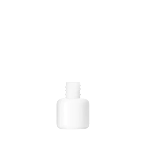 The image displays the "Calaso 0.5oz Glass Bottle" by Glasmeister. The bottle is transparent with a smooth, cylindrical shape and a flat base. It has a narrow neck with a screw-top opening, suitable for various liquid products. The glass is clear, showing the simplicity and elegance of the design. The overall look is sleek and minimalistic.