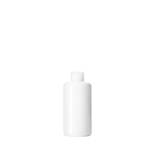 The image shows the Calaso 3.4oz Glass Bottle by Glasmeister. The bottle has a sleek, cylindrical shape with a smooth, clear glass surface. It features a narrow neck and is topped with a metallic screw cap. The overall design is minimalist and elegant, suitable for various liquid products.