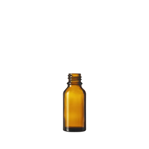 The image shows the Calaso 0.7oz Glass Dropper Bottle (BB12722-679). This product features a clear glass bottle with a cylindrical shape and smooth surface. The bottle is topped with a black dropper cap, which includes a squeeze bulb for dispensing liquids. The overall design is sleek and simple, making it ideal for storing and applying small amounts of liquid products such as essential oils, serums, or other cosmetic and pharmaceutical solutions.