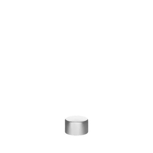 The image shows the Calaso Aluminum Threaded Closure 28/410. It is a silver-colored, cylindrical closure with a smooth metallic finish. The closure features threading on the inside, allowing it to be securely screwed onto compatible containers. The top surface of the closure is flat and unmarked, giving it a sleek and minimalist appearance.