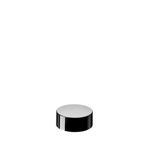 The image shows the Calaso PP Threaded Closure 35 Special. This product is a cylindrical plastic cap with a smooth, glossy surface. The closure features threading on the inside, which is designed to fit securely onto corresponding containers. The cap is predominantly white, and its simple design is both functional and aesthetically clean.