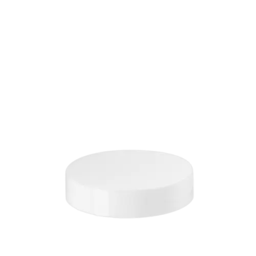 The image shows the Calaso PP Threaded Closure 86 Special, which is a plastic screw cap designed for containers. The closure is circular with a smooth, flat top surface and ribbed sides for easy gripping. The color of the cap is a solid, dark material, giving it a sleek and modern appearance. The threading on the inside of the closure is designed to fit securely on compatible containers, ensuring a tight seal.