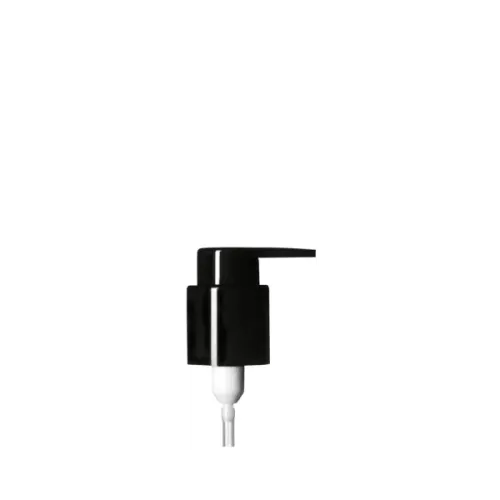 The image shows the Calaso PP Pump 24/410. It is a white plastic pump dispenser with a smooth, rounded top and a long, thin dip tube extending downward. The pump features a ribbed collar for easy grip, and the nozzle appears to be designed for precise dispensing of liquids. The product is photographed against a plain, light-colored background.