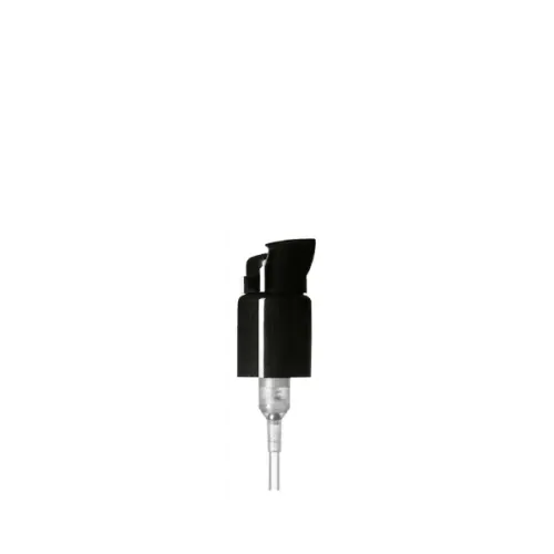 The image shows the Calaso PP Pump 24/410. This product features a sleek, cylindrical design with a smooth, white plastic exterior. The pump head is slightly rounded with a flat top, and the nozzle extends outward for easy dispensing. The neck of the pump has ridges, ensuring a secure attachment to bottles with a 24/410 neck size. The overall appearance is clean and modern, suitable for a variety of liquid dispensing applications.