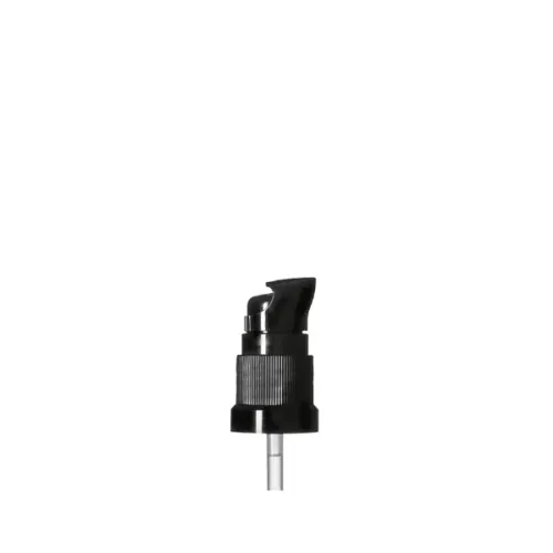 The image shows the Calaso PP Pump DIN18. The pump features a sleek design with a smooth, cylindrical body and a nozzle at the top for dispensing liquids. The pump appears to be made of a durable plastic material, with a ribbed section near the base for easy gripping and attachment to a bottle or container. The overall appearance is functional and modern, suitable for use with a variety of liquid products.